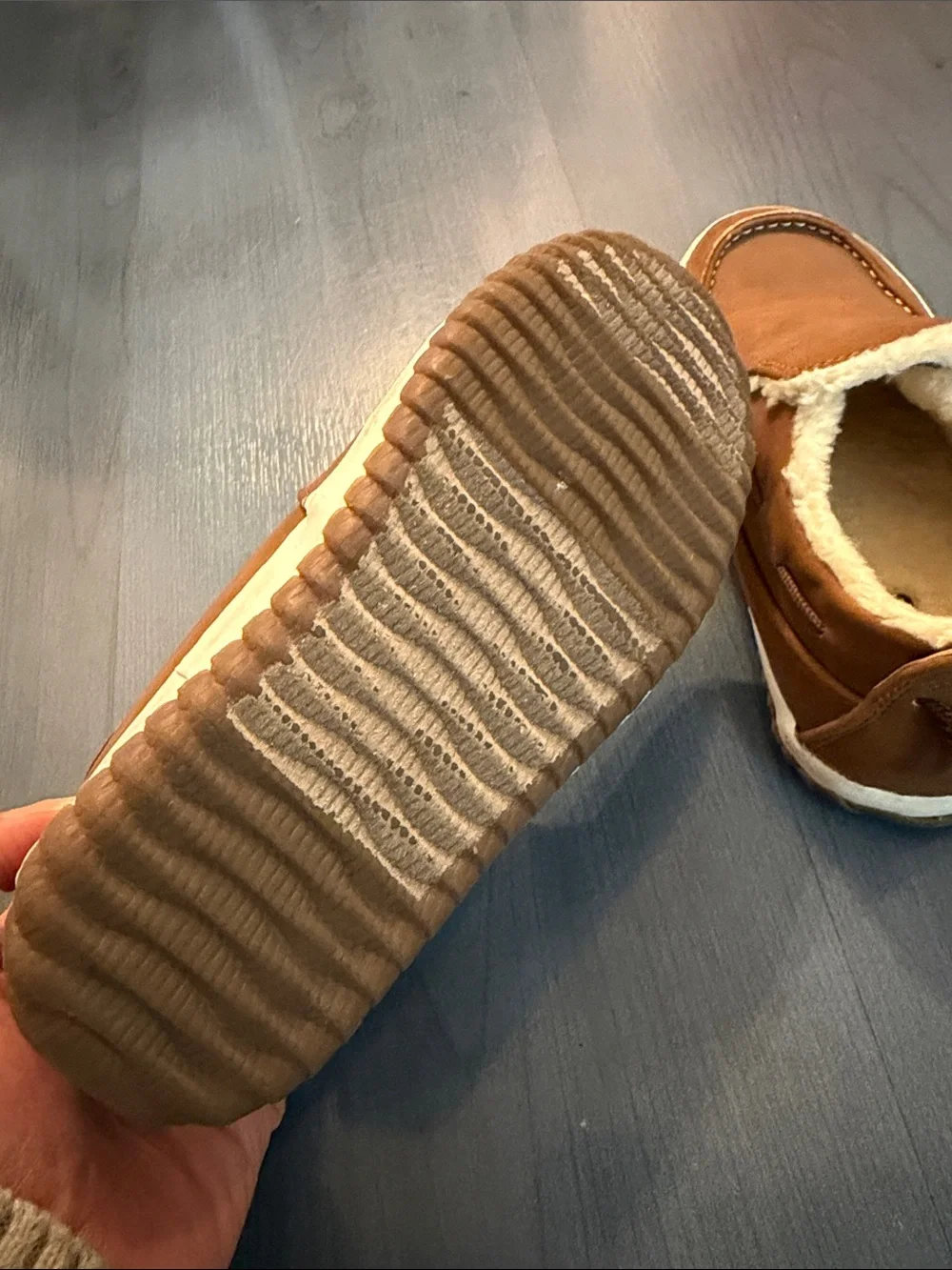 Sperry Tan Brown Faux-Shearling Slip-On Moccasins for Kids